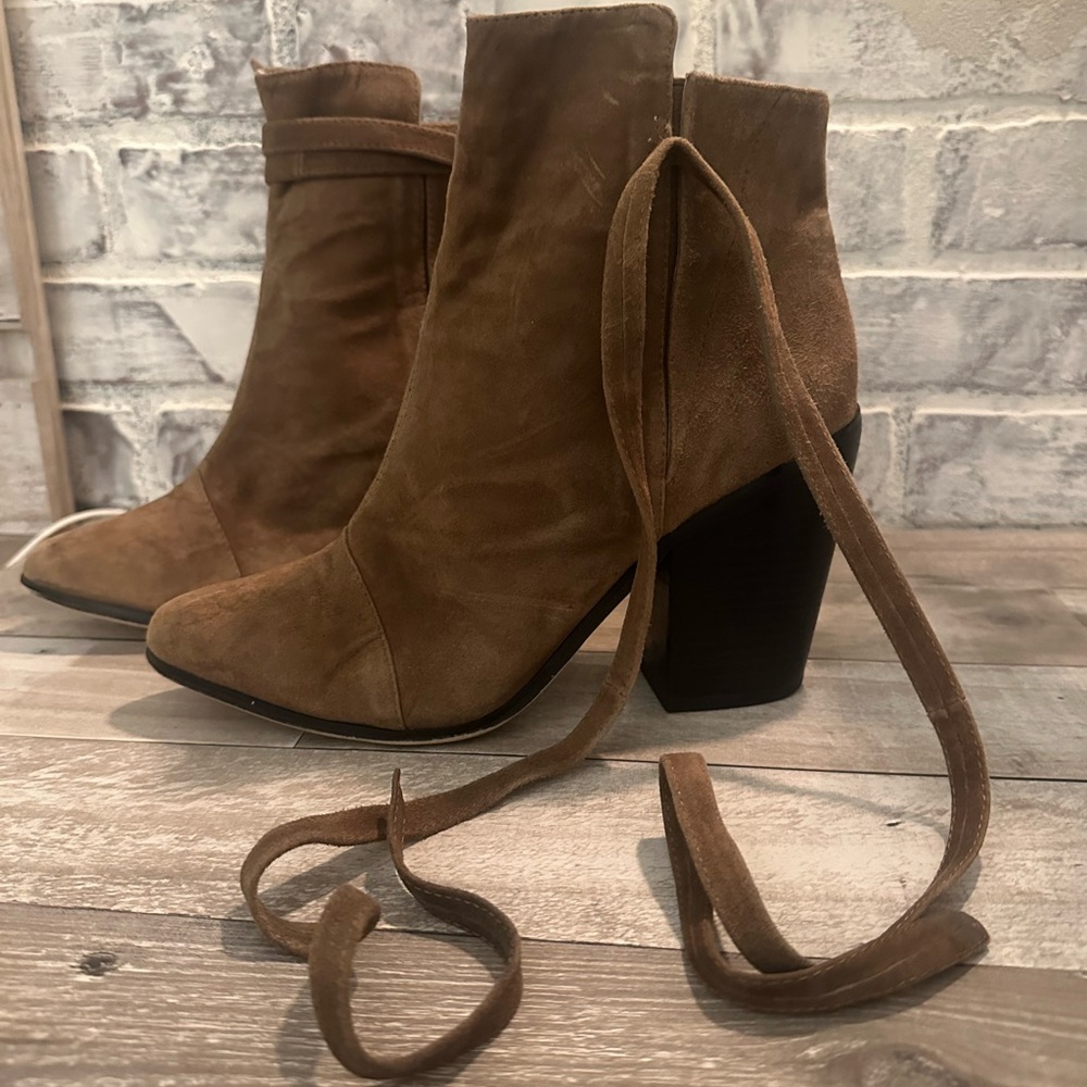 RAYE | Brown Suede Lace Ankle Elsa Bootie - Picture 7 of 12